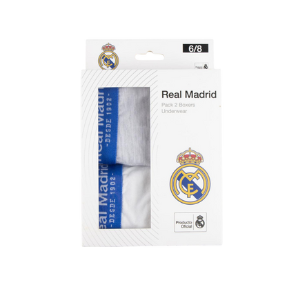 Real Madrid Boxershorts til Børn, grå/hvid – 2 stk.