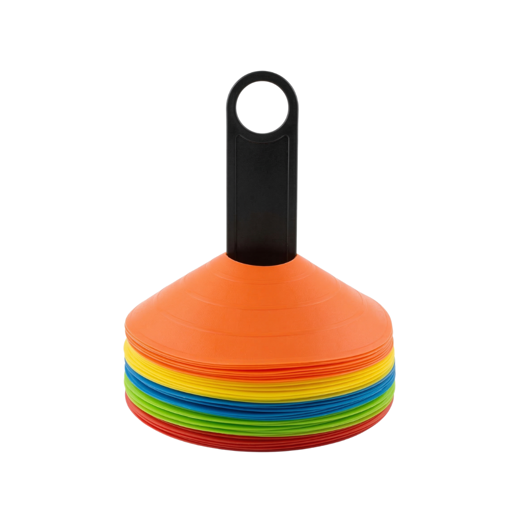 Fodboldkegler til træning - 50 stk. - gul, orange, rød, grøn og blå