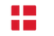 Minimalistisk ikon af det danske flag. Røde og hvide farver, korrekt kors-design. Ingen ramme, ingen baggrund, ingen skygger. Rent og fladt design i moderne stil, så det kan bruges som ikon i en announcement bar.